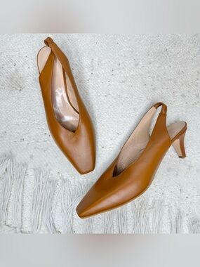 Kachorovska heels light brown leather slingback dress shoes size 8